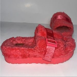 UGG Fluffita Taffy Pink Women's Sheepskin Slipper Slide Sandals 1113475 Size 8